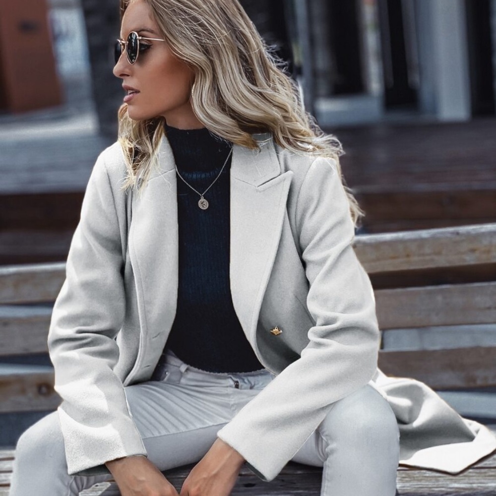Classic Pink button double breast trench pea coat - Picture 7 of 13